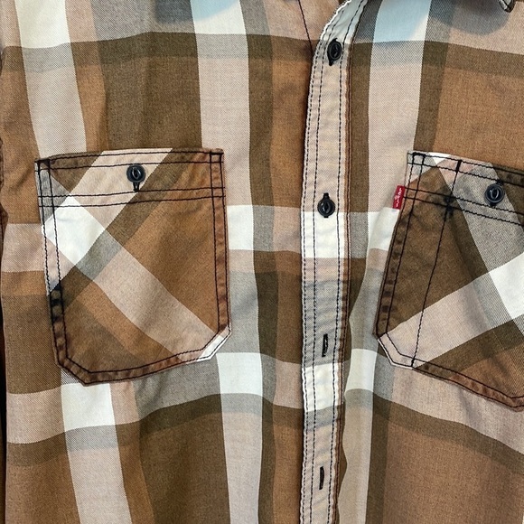 Levi’s Plaid Button Down Shirt Brown Size Large - Picture 4 of 10
